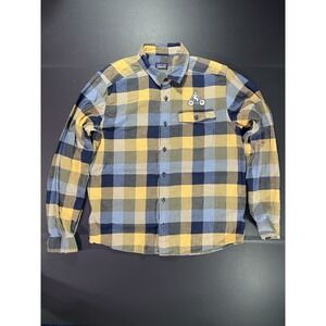 Patagonia‎ Men's Button Up Flannel Shirt Men's Small Embroidered Bicycle Monkey